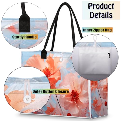 Soft Art Rose Tote Bag for Women Large Beach Bag Reusable Tote Bags for Work Travel Beach Shopping4
