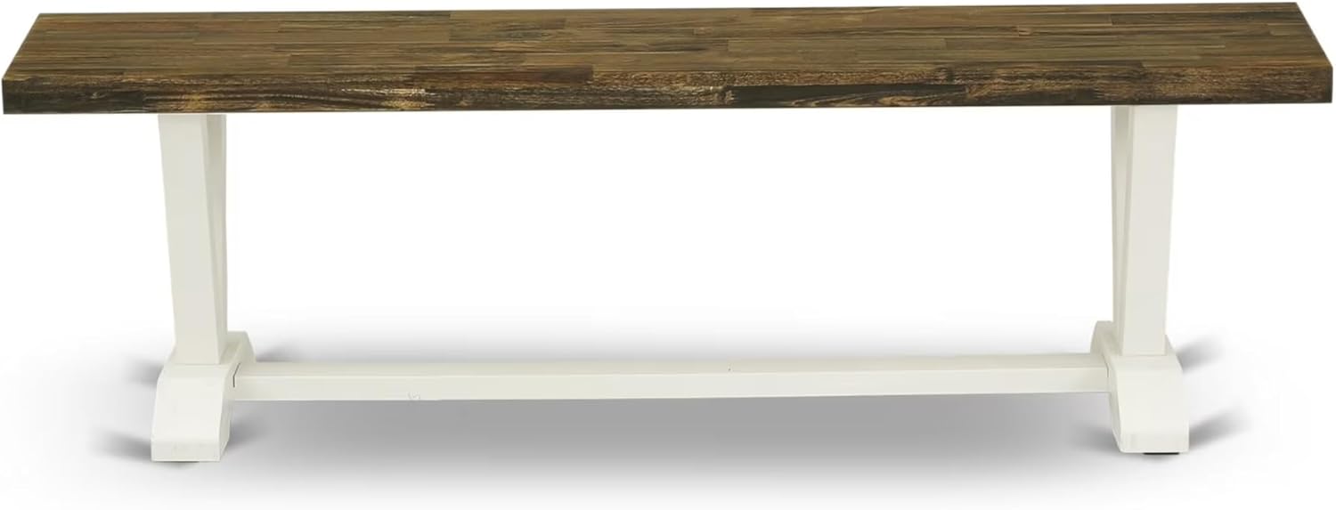 East West Furniture VB076 V-Style Modern Dining Table Bench with Wood Seat, 60x15x18 Inch, Multi-Color