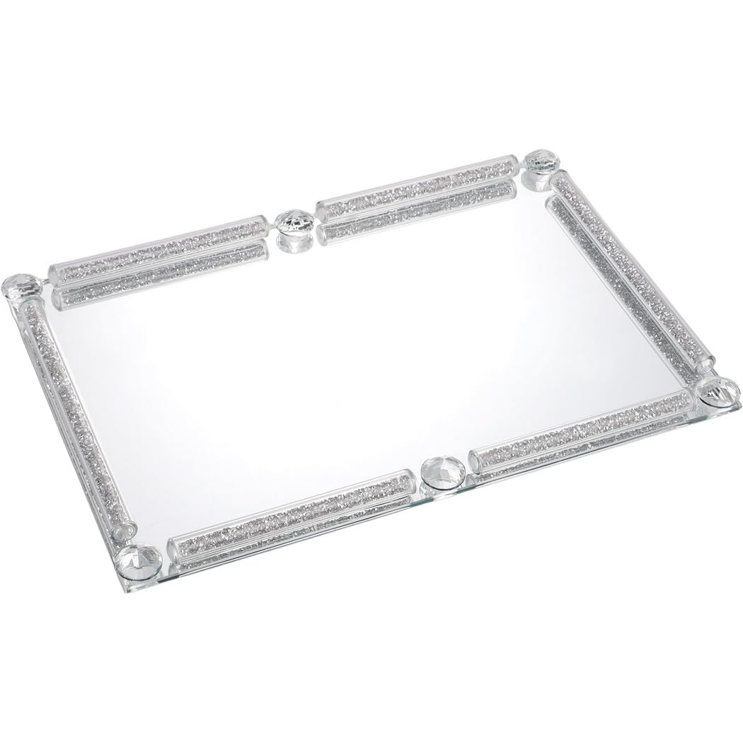 Bandeja de tocador para baño, bandeja de cristal, bandeja de cristal de espejo, bandeja de perfume para tocador, duradera para su uso, diseño antideslizante, decoración del hogar, oficina,