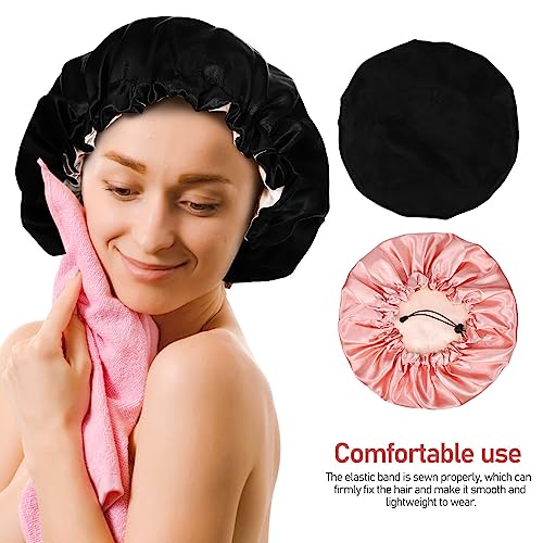 Beavorty 4pcs Satin Sleep Caps Silk Bonnet Adjustable Hair Bonnet for Sleeping Cooking Shower for Women Adjustable Bonnet - Image 2
