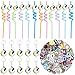 JOYMEMO Volleyball Party Favors - Volleyball Party Decorations, Volleyball Keychains Party Straws Stickers for Girls Teens Kids Birthday Party, Sports Theme Party Supplies