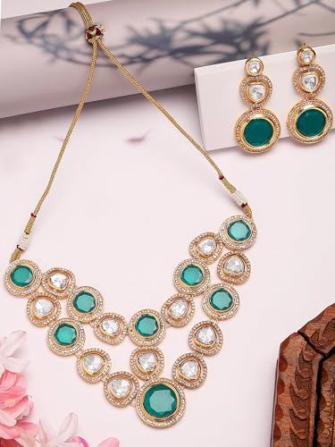 Image of Karatcart Polki Kundan Jewellery Set for Women