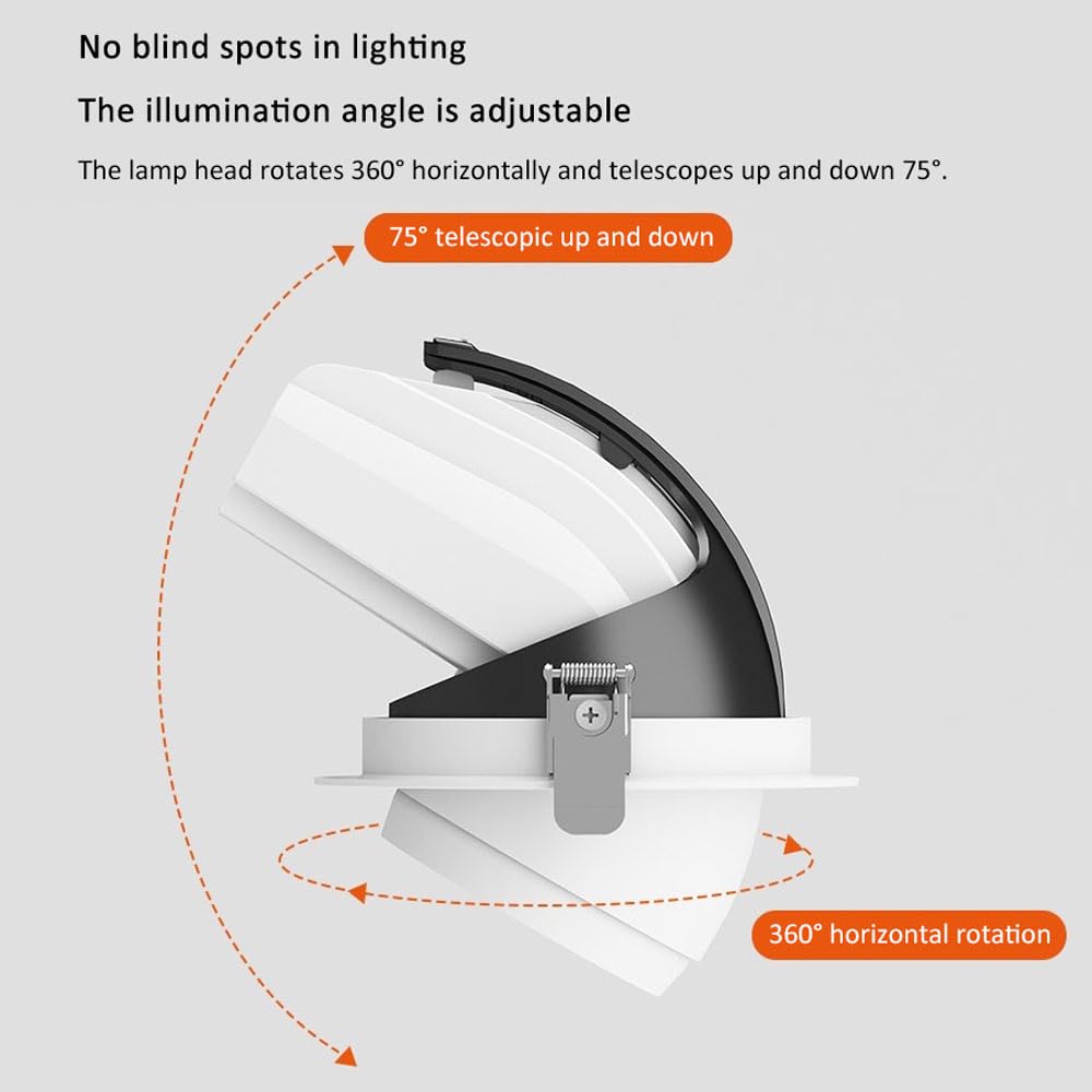 Paquete De 7 Focos Led Empotrables Giratorios para Techo, Led COB Empotrables, Focos Retráctiles Tipo Ojo De Buey, Embellecedor Antideslumbrante con Acabado Blanco Ajusta,3000k-35W