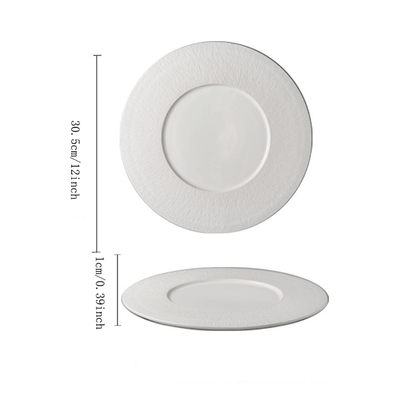 talerze do serwowania 12-calowy czarny ceramiczny talerz obiadowy w stylu zachodnim Okrągły płaski Ceramiczna zastawa stołowa Wykwintna płyta kuchenna Naczynia kuchenne talerze makaronowe(Czarny)