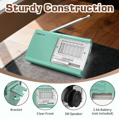 Image of XHDATA D219 AM /FM /SW 12 Bands Radio Pocket Shortwave Receiver for Home or Travel Green