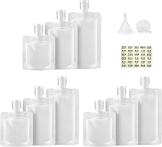 9 Pcs 3 Sizes 30ml/50ml/100ml Travel Size Toiletries, Makeup Bag Travel Toiletry Bag for Women, Pouches for Toiletries with Small Funnel and Label