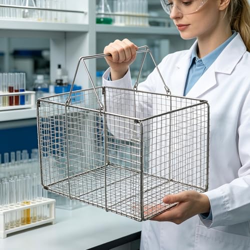 Cesta de acero inoxidable de construcción resistente para instrumental médico 5
