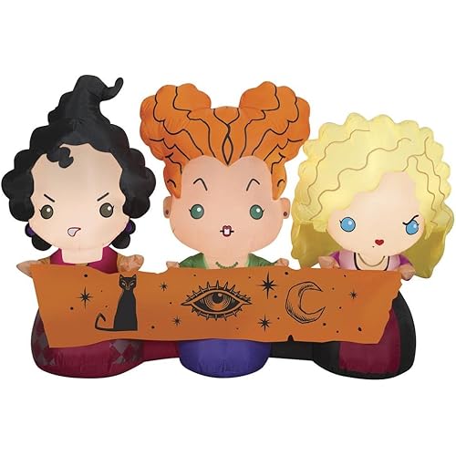 Hocus Pocus Sanderson Sisters Inflatable Outdoor Halloween Yard Decor, Multicolor
