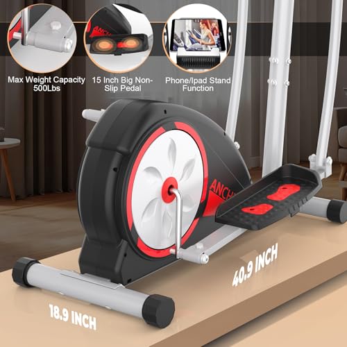 Image of ANCHEER Elliptical Exercise Machine for Home, Magnetic Elliptical Machine with 15.5 inch Stride, 500 LBS Capacity, Hyper-Quiet Elliptical Trainer, 8-Level Resistance, Real-Time Workout Tracking
