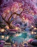 Diamond Paintings Kits for Beginners,Full Round Drill Diamond Arts Kits for Adults,Glowing Dream Forest Paint by Diamond,5D DIY Diamond Painting Dot Gem Art, for Home Wall Decor 13.8x13.8 Inch