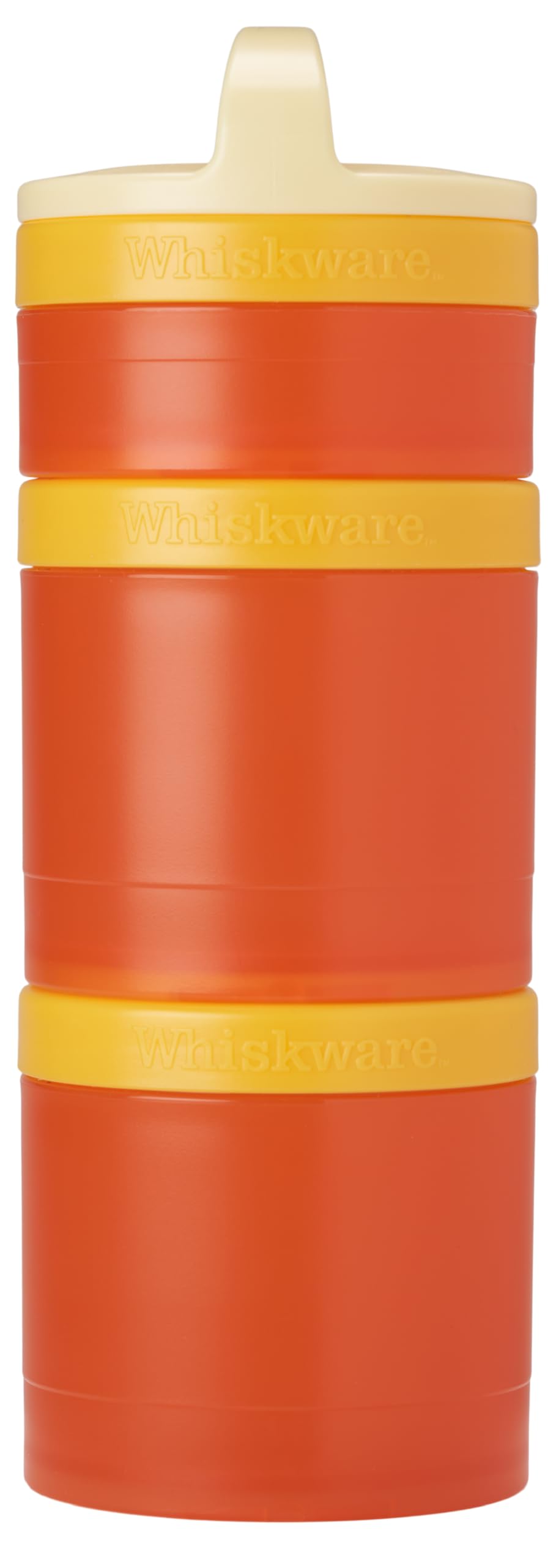 Whiskware Stackable Snack Containers for Kids and Toddlers, 3 Stackable Snack Cups for School and Travel, Tan/Yellow/Orange-image-18