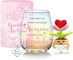 Cadeaux d'anniversaire pour les femmes Verres à vin sans soie Obtenez bien Cadeau Merci Cadeau pour les Femmes L'amitié personnalisée Unique Valentine Inspirante Jour Collaborateur Leave Gifts for Her Mom Best Friend Grand-mère