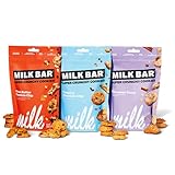 Milk Bar Super Crunchy Cookies – Pretzel, Brown Butter & Cinnamon Toast | Mini Treats for Party Snacking & On-the-Go | Cracker Alternative | No Artificial Flavors | Variety 3-Pack (4.5oz Each)