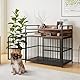 BORPHOM Hundekäfig Möbel, Hundebox für Zuhause,Hundebox Holz Indoor,Gitterbox Hund,Hundehütte XXL Hundekäfig für Zuhause aus Metall und Holz,Large Dog Crate,103x60x92,5cm,Vintagebraun