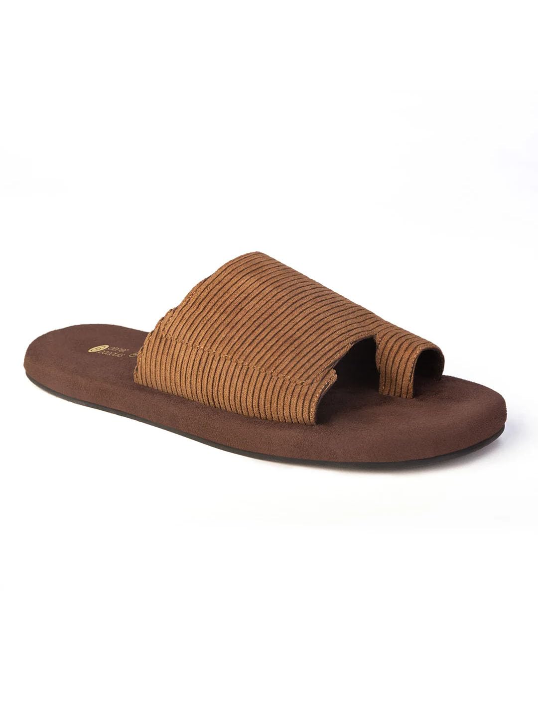 Men's Brown Corduroy Slide Sandals | Premium Footbed | Lightweight Comfortable Casual Slippers for Indoor, Outdoor, Travel & Everyday Wear-image-10