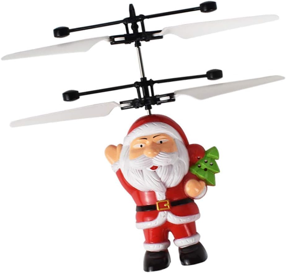 RMS InternationalChristmas Flying Ball Toy Santa Claus Helicopter Santa Claus Rechargeable RC Toys Christmas Stocking Fillers Kids Party Favors