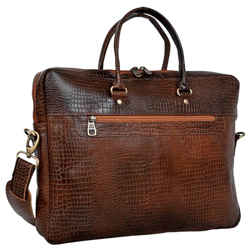 irnado Genuine Leather Laptop Bag For Men (Croco Tan)