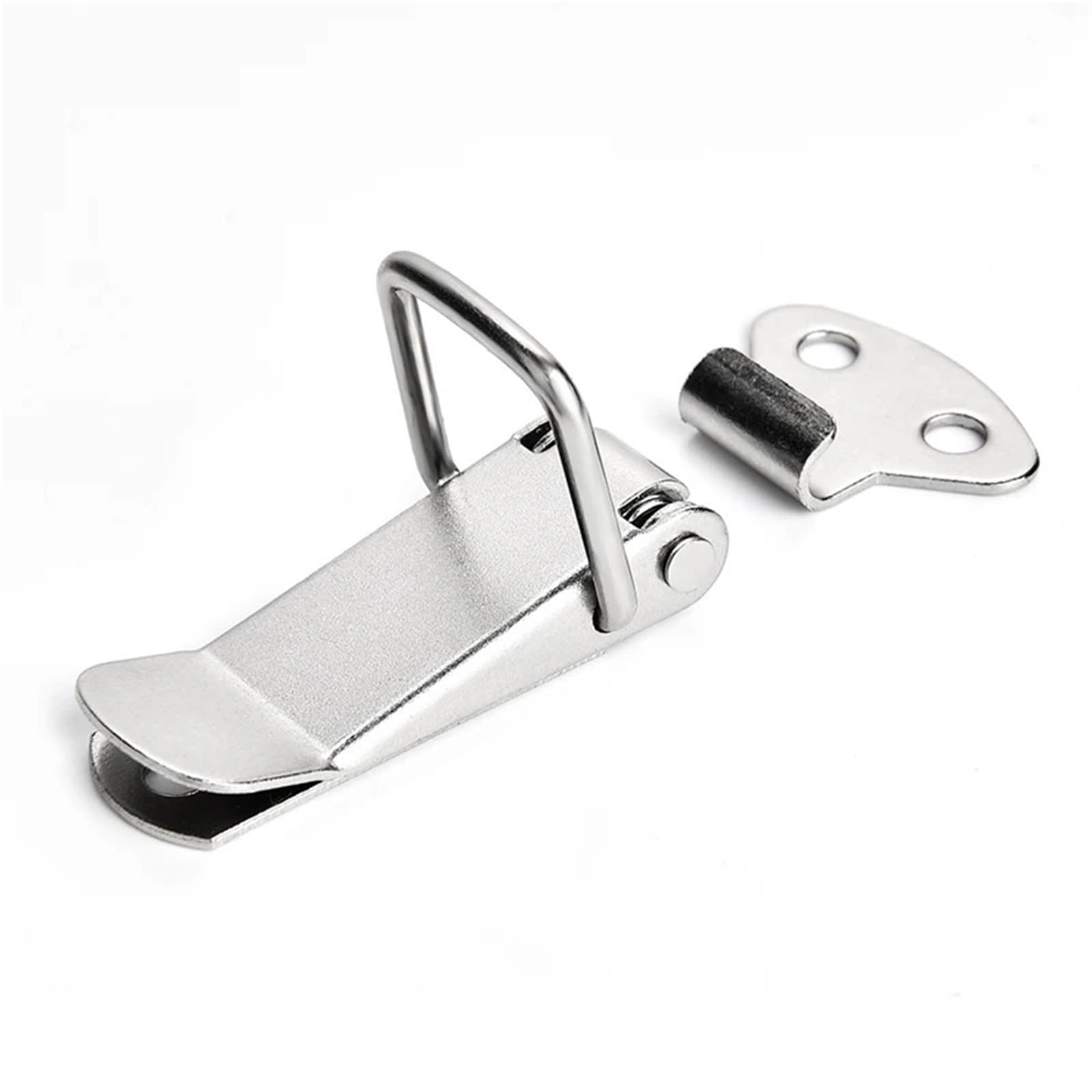 Spring Draw Latch, Stainless Steel Spring Loaded Toggle Latch Hasps Silver Tension Clasp(Silver 1)