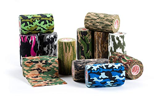 Image of Prairie Horse Supply Vet Wrap Tape Bulk (Assorted Camo Colors) (24 Pack) (4 Inches Wide) Vet Wrap Medical First Aid Tape Self Adhesive Adherent for Ankle Wrist Sprains and Swelling