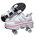 LED Damen Deformation Roller Skate Schuhe, zweireihige Wanderschuhe mit unsichtbaren Rädern (lila, 5.5)