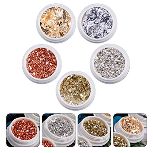 FRCOLOR Caixas de Estilo Japonês 5 Flocos de Folha De de Unhas Prego Pregos Prego Decalques Glitter