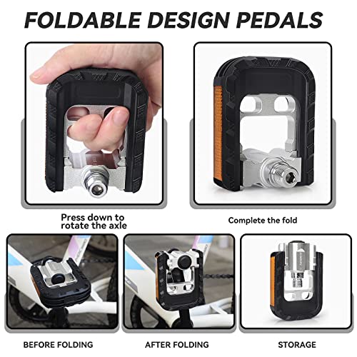 Kabon Folding Bike Pedals, Bicycle Foldable Pedals With Aluminum, Universal 9/16 Inch Non-Slip Cycling Pedals For Folding Bike, Bmx Bike, Road Bike, Mountain Bike Mtb #TOP3