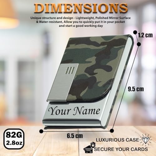 Image of Customised /Personlised Name Engraved Stainless Steel Metal Unisex RFID Blocking Business Visiting Wallet Card Holder for Men & Women /Gift Your Loved Once on Any Occasion (Fozi Green)