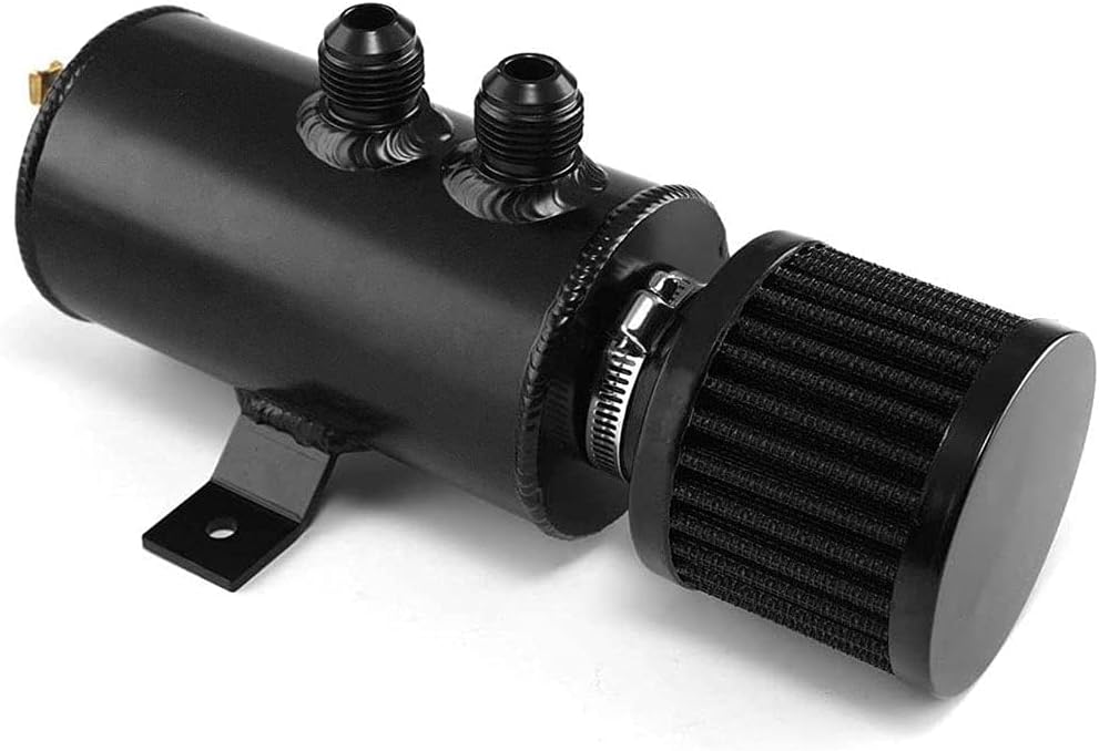 Unifizz Universal 10AN Aluminum Baffled Oil Catch Can with Drain Valve Breather Filter, 750ML Oil Breather Tank