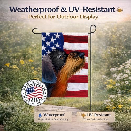 German Wirehaired Pointer American Flag drapeau extérieur double face résistant aux UV - 7