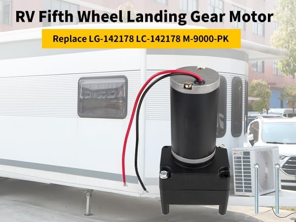 Image of RV Fifth Wheel Landing Gear Motor Compatible with Lippert Venture Stromberg Atwood 5500 lbs Replace 142178 LG-142178 LC-142178 M-9000-PK 5th Wheel Landing Gear Motor