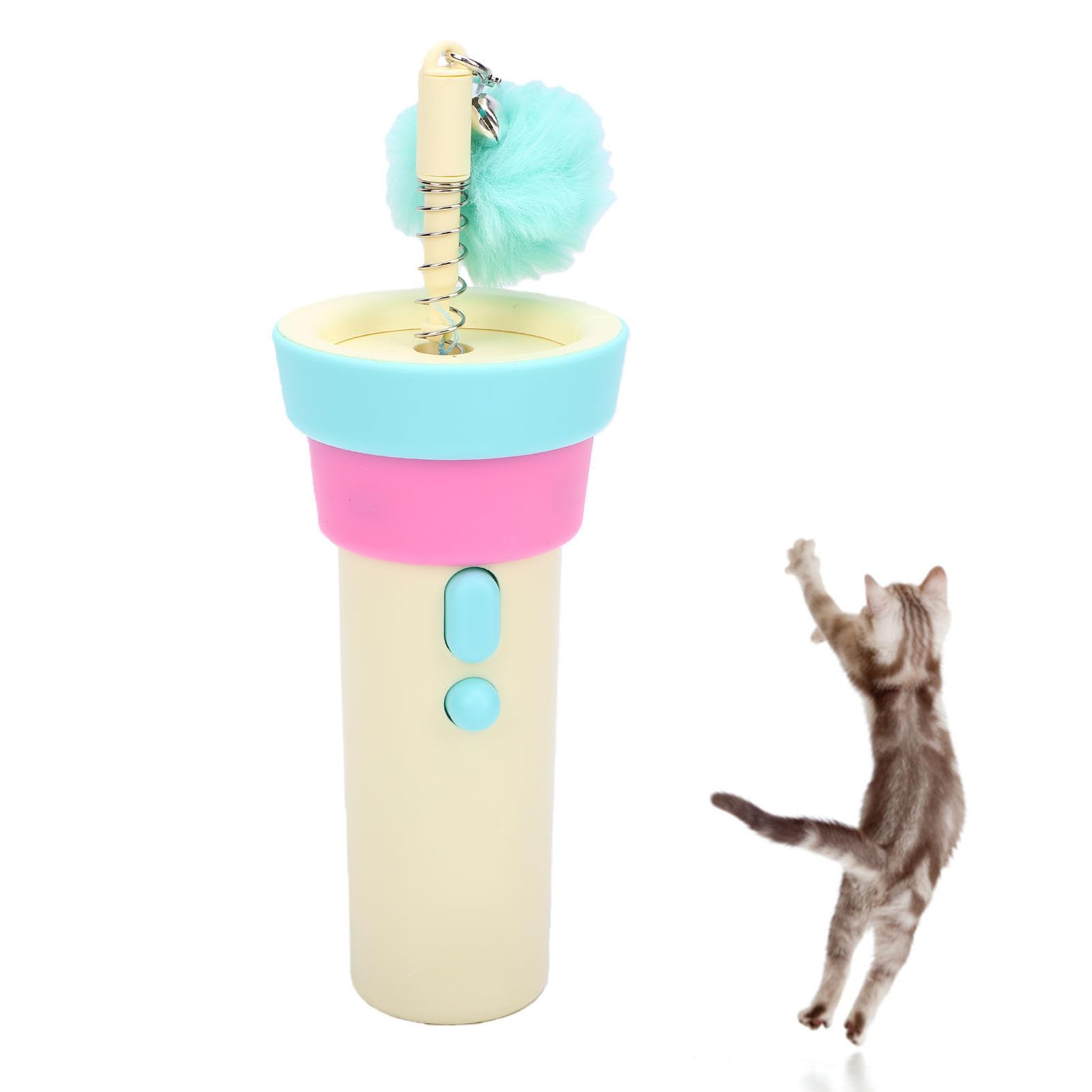 Qcwwy Giocattolo Interattivo per Gatti, Bacchetta Retrattile con Impugnatura Ergonomica, Corda Morbida e Resistente, Retrazione Automatica, Giocattolo con Piume per Gattini da Interno,