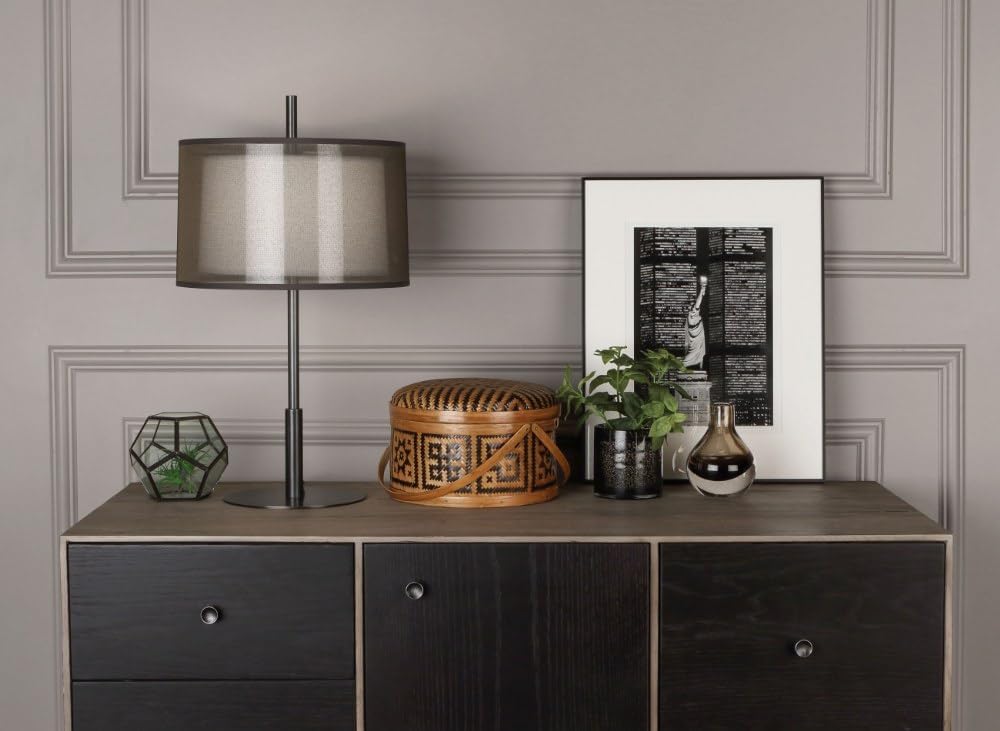 Robert Abbey S2194 Lamps with Silver Transparent Exterior and Ascot White Fabric Interior Shades, Stainless Steel Finish