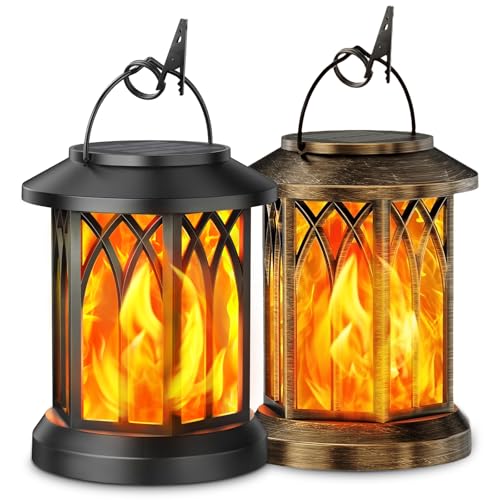 Lampe solaire flamme extérieure GEARLITE JZHY-2Fab lot de 2 lanternes étanches IP65