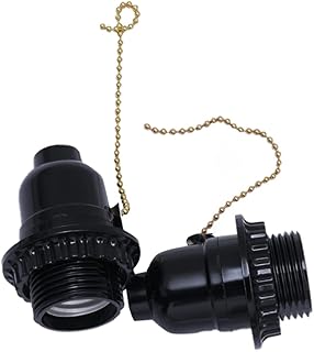 ARTIBETTER 2pcs Light with Pull Chain Mogul Adapter Bases& Shades Wire Holder Black Chandelier Lamp Bases Pull Chain Light Fixture Plug Adapter Vintage Chandelier Plug in Splitter Socket E27