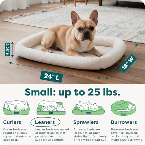 FurHaven Dog Bed for Small Dogs & Cats, Bolster Crate Pad with Soft Supportive Base for Carriers & Kennels, Machine Washable, Small, Sherpa Fleece, Cream by Furhaven - Image 3