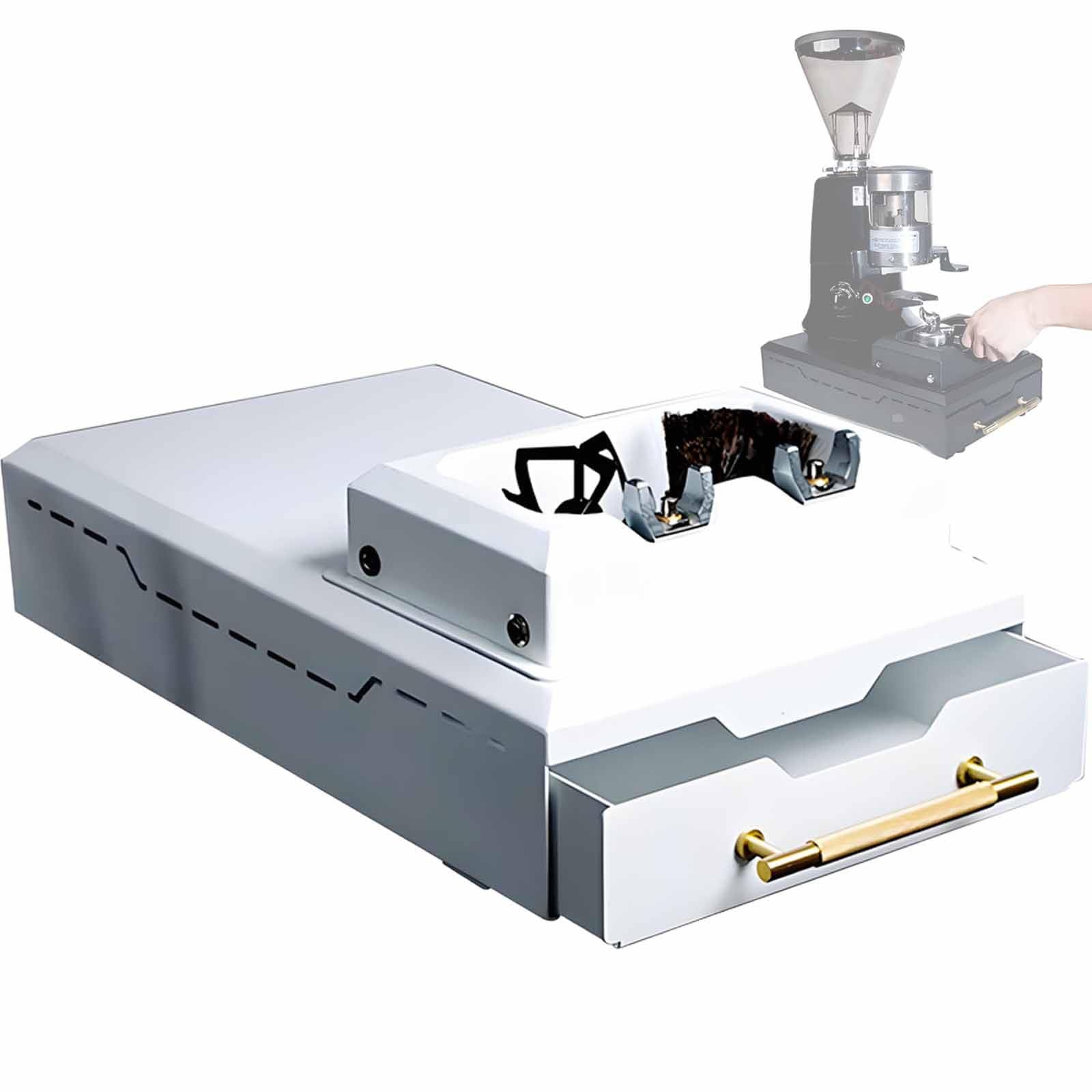 Pulitore Elettrico per Portafiltro da caffè Espresso da 150 W - Ampio Contenitore per Fondi, Design Rimovibile, per Bar E Cucine Domestiche White