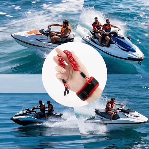 Image of Lyreh Boat Kill Switch Lanyard Wrist Strap, Adjustable Safety Outboard Kill Switch Lanyard Wrist Strap Engine Cut Off Stop Floating Wristband for Boats Motorboats Accessories