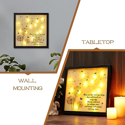 WOODEXPE Sympathy Gift LED Memorial Shadow Box 8"x8" Memorial Gifts for Loss of Loved One (Dandelion Black) - Thumbnail 4