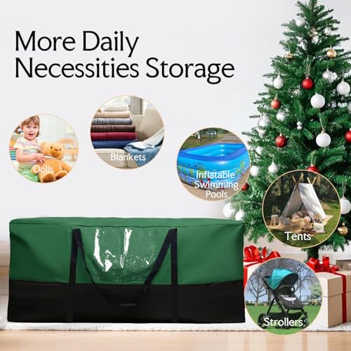 Image of Christmas Tree Storage Bag 8 Ft Artificial Tree 600D Oxford Storage Bag | Waterproof Christmas tree storage bag (48x15x22in) Dual smooth zippers, reinforced handles & label pocket dust /moisture-proof