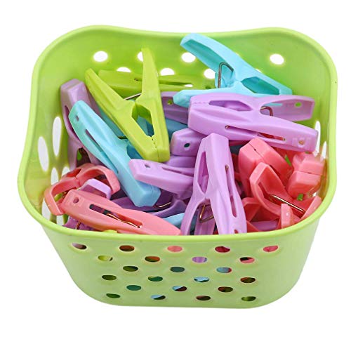 30 mollette per bucato con cesto antivento, resistenti, resistenti, in polipropilene, colore verde, utili e pratici.