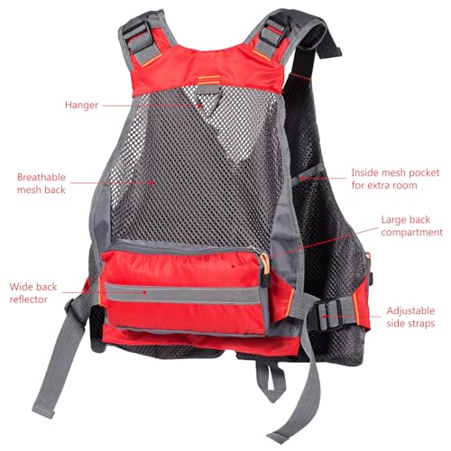 Image of BASSDASH Strap Fishing Vest Adjustable for Men and Women, for Fly Bass Fishing and Outdoor Activities