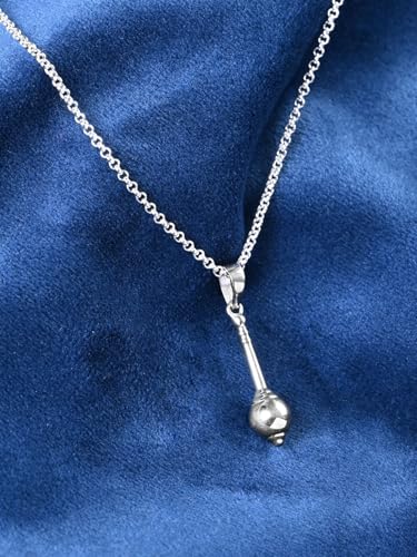 Image of Clara Pure 925 Sterling Silver Hanumanji Gada Men Pendant Necklace | With or Without Chain | Gift for Men & Boys |Religious, Platinum Plated