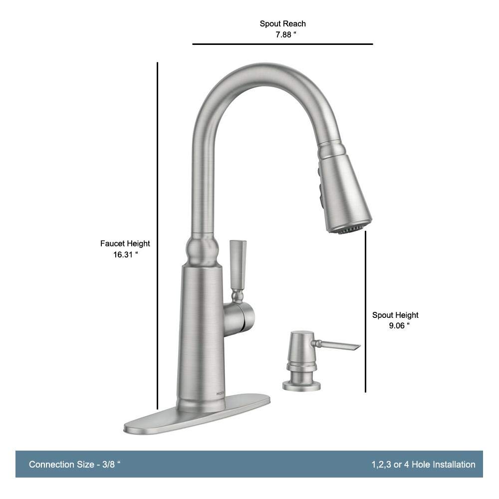MOEN Coretta Küchenarmatur – Einhebel-Auszugbrause Mit Reflex-System & Power Boost, Chrom