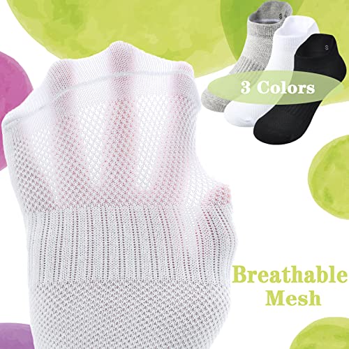 Mini Angel Boys Athletic Low Cut Socks - 6 Pack Mesh Cotton Ankle Socks With Heel Tab for Youth Girls Sports4