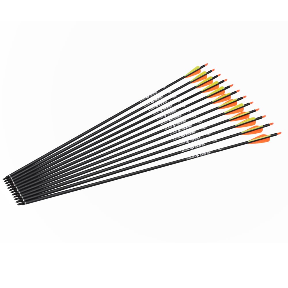 Flèches 28 30 31 Pouces flèches en Carbone flèches d'arc flèches de Chasse pour Arc Classique, Arc Long et Cible d'arc Traditionnel Pratique Le tir de Chasse en Plein air