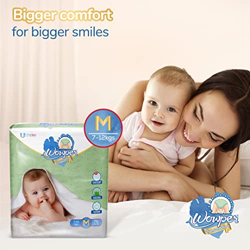 Image of Wowper Baby Premium Diapers | M-76 counts | Wetness Indicator | Anti Rash | up to 12 hrs Absorption | 7-12 Kg | Soft & Comfortable