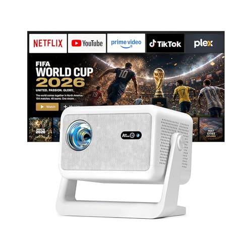 Image of [Now with Netflix & 3000 ANSI] 4K Projector with WiFi and Bluetooth,TOF Real-Time Auto Focus Smart Projector, Upgrade for AuKing Overhead Projectors Theater Proyector with Omni-Adjustable(White)