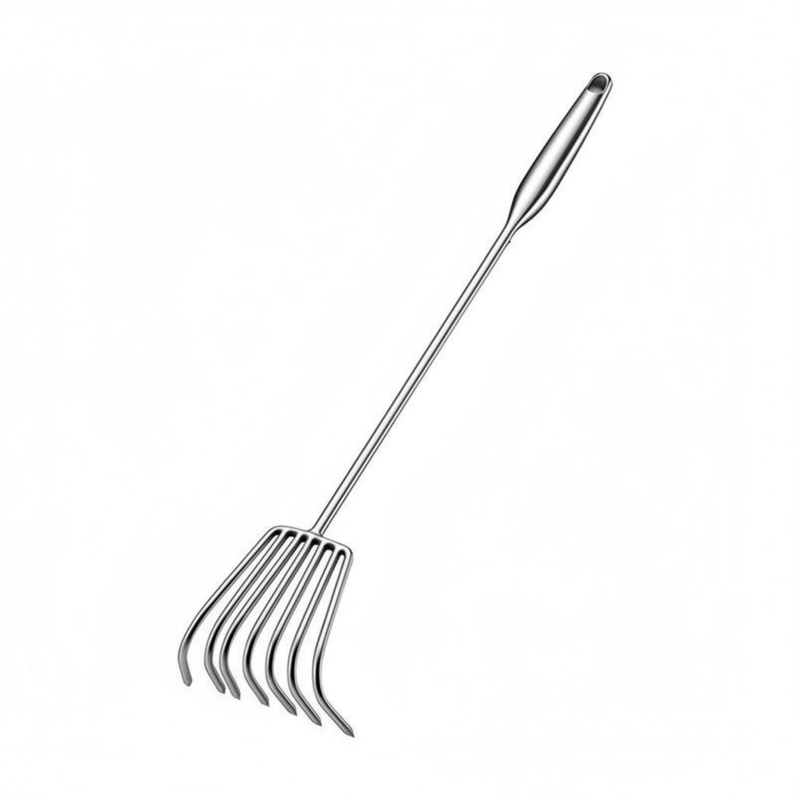 Rateau Agricole Rateau de Jardin Griffe Cultivateur Sarcloir en Acier Inoxydable Épais Antirouille Manche Long Ergonomique pour Ameublir Le Sol , 70CM , 7 Dents