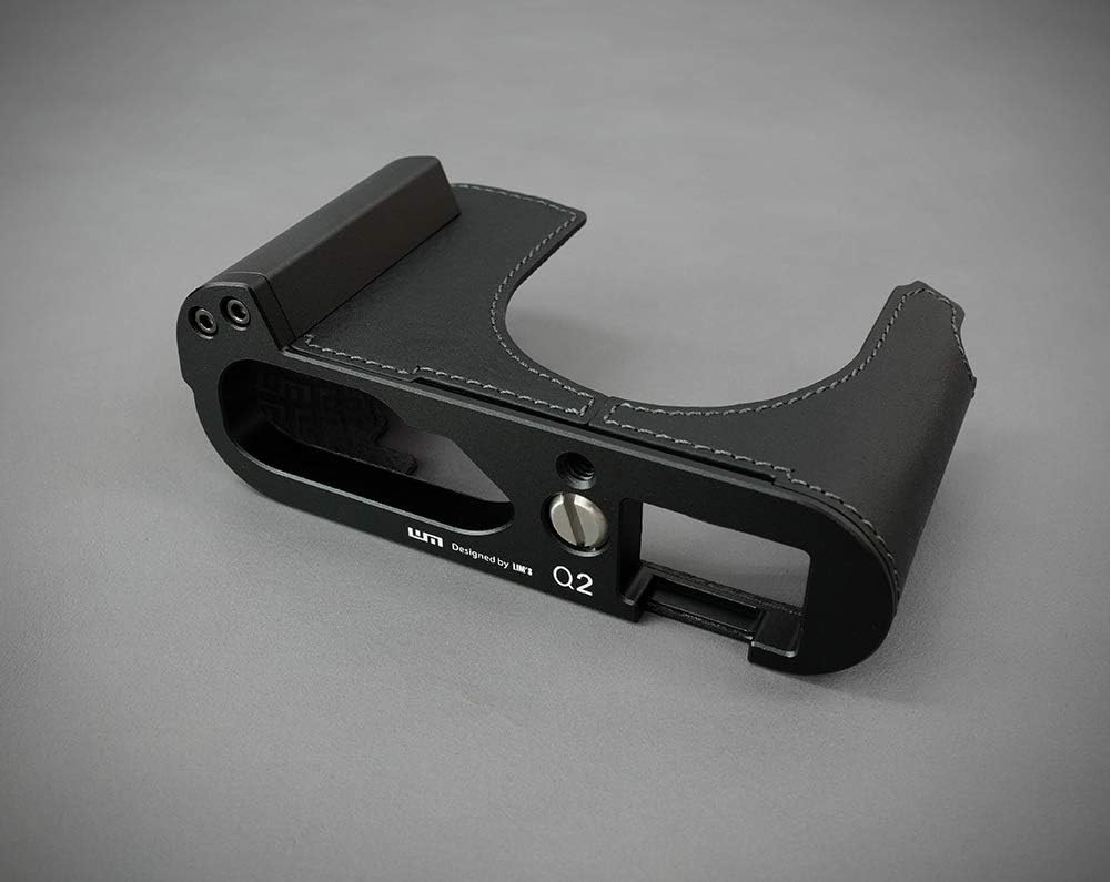 New Product LIM'S Genuine Italy Leather Camera Half Case Metal Grip Dovetail Plate for Leica Q2 (Typ 4889) Black