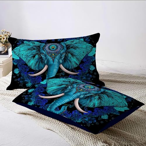Housse de couette mandala éléphant aux finitions soignées et microfibre premium - 7